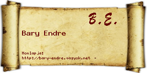 Bary Endre névjegykártya